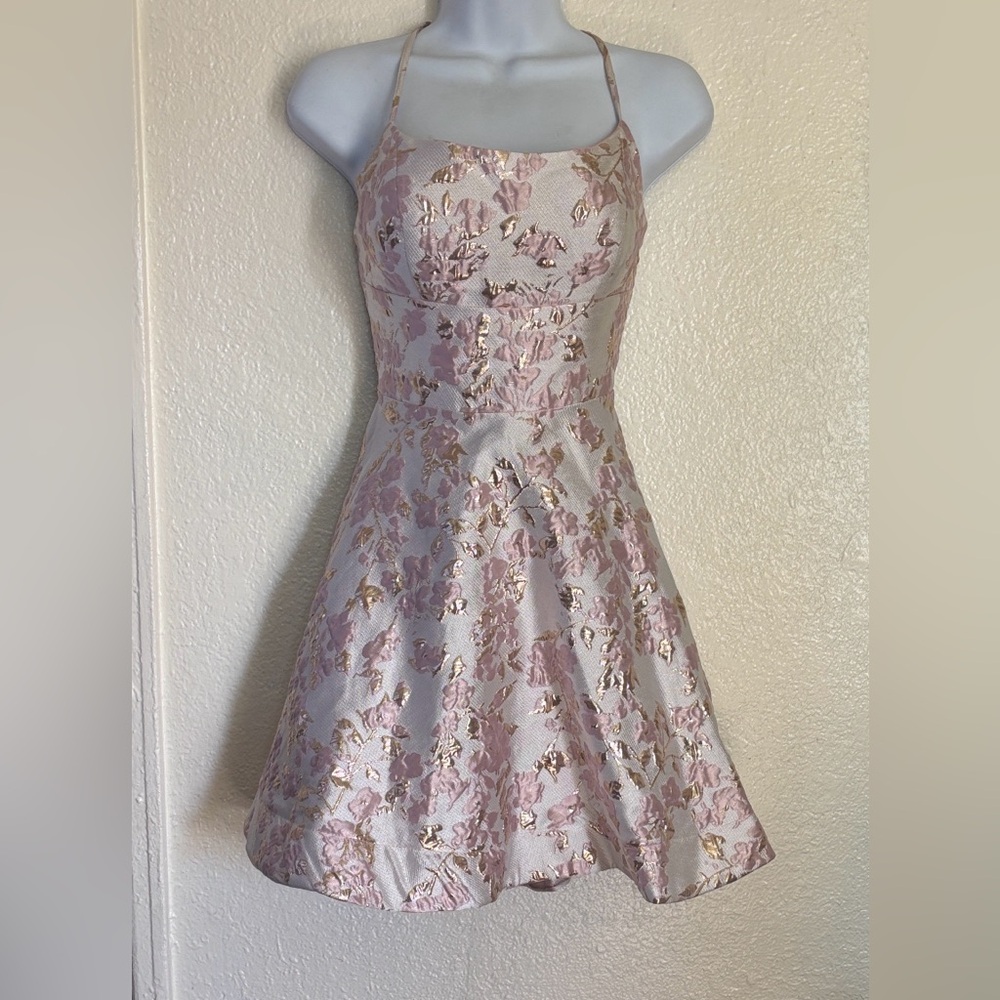 B Darlin Pink Metallic Dress